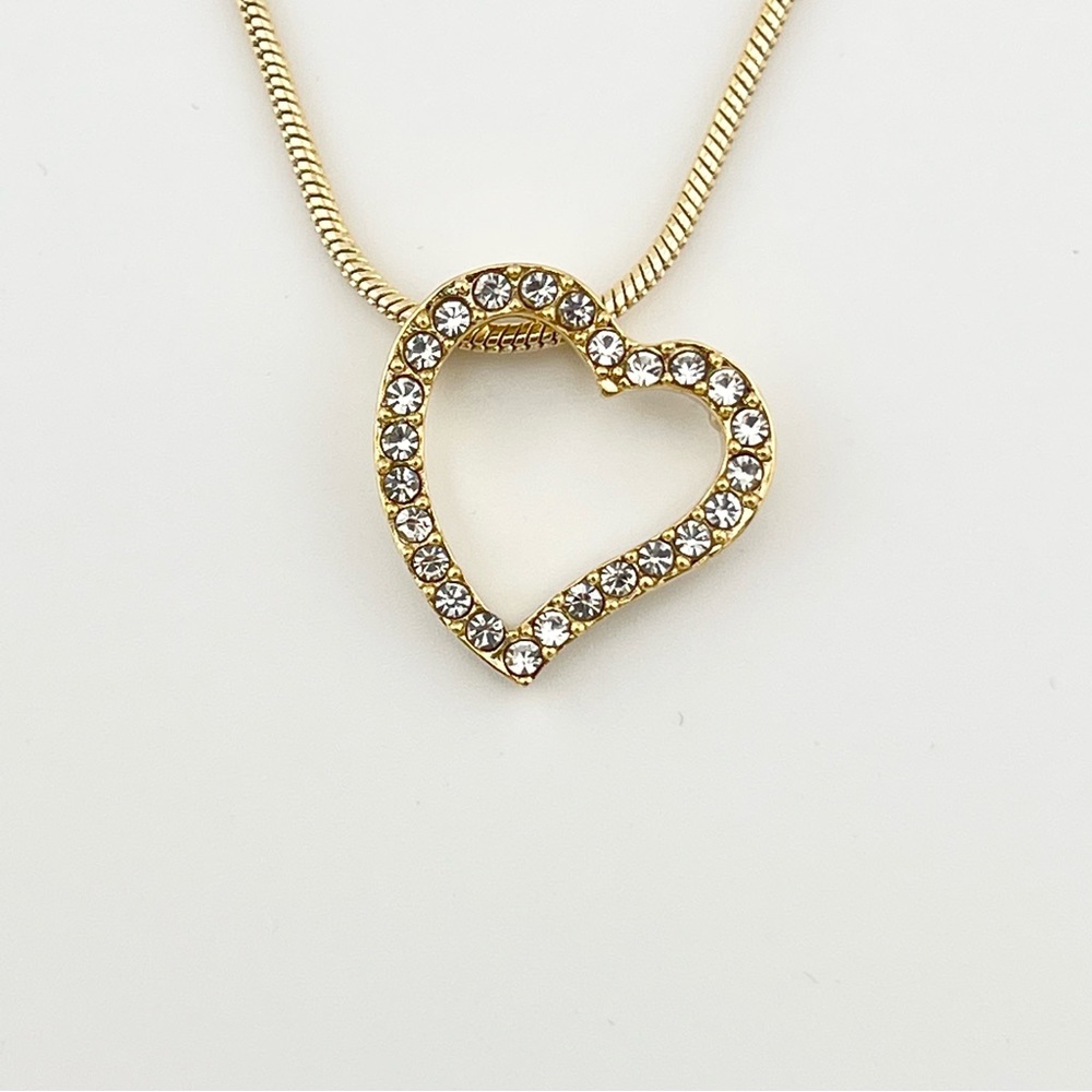 Swarovski Crystal Open Heart Gold Necklace - Picture 3 of 8